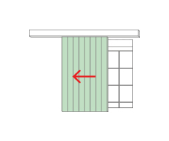 External sliding slat shutters with valance